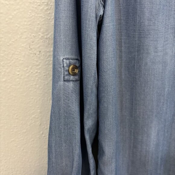 C&C California Chambre Denim Shirt Women Small Roll Up Sleeve Button Up - Picture 2 of 10